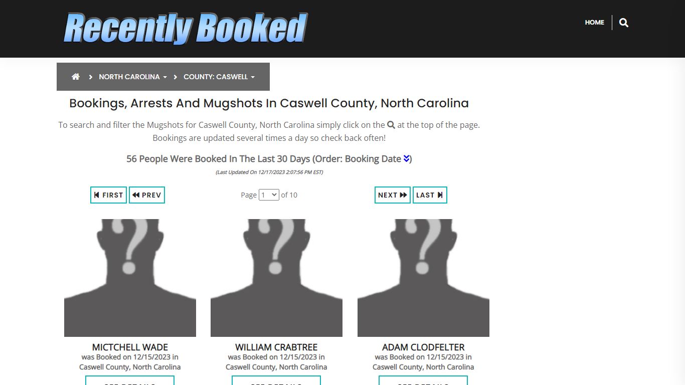 Bookings, Arrests and Mugshots in Caswell County, North Carolina